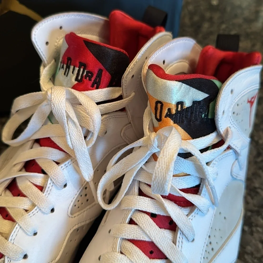 Air Jordan 7 Retro White and Red Sneakers EUC 10.5